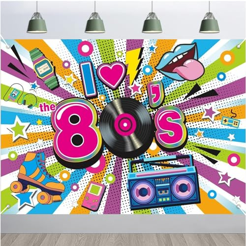 PIMXL 80er Jahre Dekoration, 80er Party Dekoration, 1980er Disco Party Hintergrund Geburtstag Dekoration