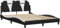 vidaXL Bettgestell, Polsterbett Bett mit LED, Bettrahmen mit Lattenrost Wellenform, Doppelbett für Schlafzimmer, Schwarz Weiß 120x200cm Kunstleder