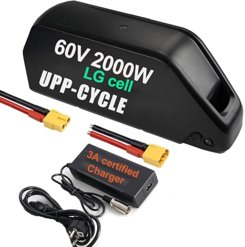 Batterie 60V - Batterie de vélo électrique 2000w 1500W 1000w kit de Roue de Conversion de vélo électrique - Batterie Lithium - ION pour Moteur de moyeu de Roue Avant Roue arrière(avec Chargeur UE)