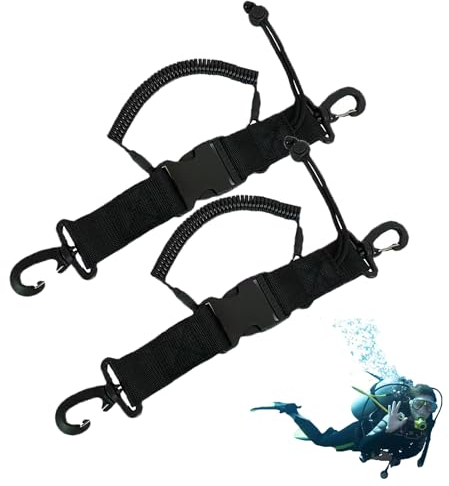 SIGANDG 2 Stück Spiralkabel Tauchen Kamera, Tauchen Zubehör mit Karabiner, Tauchen Spiralkabel, Tauchen Ausrüstung Mit Clips Schnellverschluss, für Tauchen Schnorcheln Klettern, Unterwasserkamera