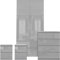 Blisswood High Gloss 3 Piece Bedroom Furniture Set, 2 Door 2 Drawers Wardrobe, 4 Storage Drawer Chest Of Drawers, 2x Bedside Cabinets Bedroom Furniture Storage Sets, Grey