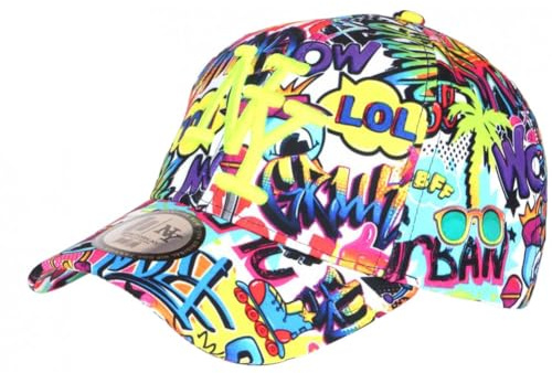 Hip Hop Honour NY Cap weiß und violett Look Pop Art Comics Baseball Wow Boom – Größe: Einheitsgröße – Farbe: Weiß – Unisex, weiß, Einheitsgröße