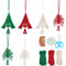 PLIGREAT 6 Sets DIY Christmas Macrame Kit Christmas Tree Woven Kit with Instruction Video Knitting Accessories Boho Macrame Hanging Ornaments for Macrame Beginners Christmas Tree Home Decor