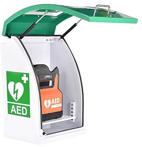 AED-Defibrillator-Aufbewahrungsschrank, Cardiac-Defibrillator-Aufbewahrungsschrank aus Stahl mit Schlüssel und Alarm, Trennwandposition einstellbar, für Zuhause, Schulen, Vereine und Gruppen