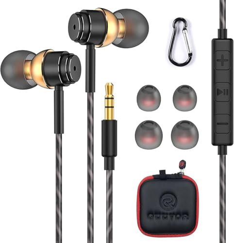 HOISTAC Auricolari, In-Ear Cuffie Con Filo 3,5mm Jack, HiFi Cuffiette Con Microfono e Controllo Del, Suono Potente Guidato Dai Bassi Chiamate HD Nessun Rumore, Per Phone Computer, Tablet, MP3