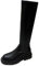 Generico Stivali Camperos Donna Anfibi Donna Platform Stivali Medi da Donna in Pelle con Punta e Plateau Tinta Unita Stivali Neri Donna Tacco Stivali Alti con Tacco (Black, 36)