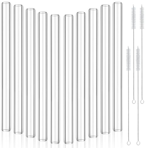 Worldity Glas-Borosilikat-Blasrohre, 30,5 cm, 12 mm Außendurchmesser, 8 mm Innendurchmesser, 2 mm dickwandiges klares Glasrohr mit 4 Reinigungsbürsten für Laborexperimente, 20 Stück
