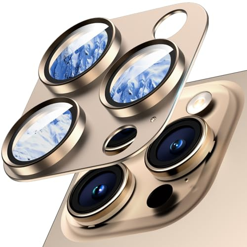 Wumigoo für iPhone 16 Pro Max/16 Pro, iPhone 15 Pro Max/15 Pro, iPhone 14 Pro Max/14 Pro Kameraschutz, kratzfest, HD-klares 9H+ gehärtetes Glas Kamera-Schutz, Einfache Montage, Wüstensand