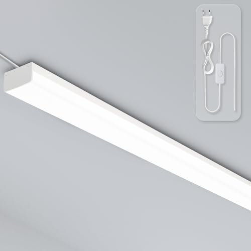 BrightFly LED Röhre 120CM, Steckbare Werkstattlampe 2 Stück, 3000K/4200K/6500K, Breites Lichtspektrum, Mit europäischem Stecker, Ideal für Garage, Keller, Werkstatt, Warenhaus und Bad(Weiß)