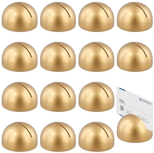 FAAING 15 Stück Runde Tischnummernhalter Gold, 30x47mm Modern Tischkartenhalter Tischnummern Holz Tischnummernhalter für Hochzeit Jahrestag Geburtstag Party