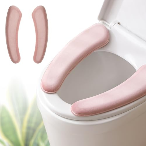 Toilet Seat Cover Thick Elastic Washable Reusable Toilet Seat Cover with Double Sided Velcro for Easy Attachment, Padded Mat with Thick Sponge for Comfort (Pink)