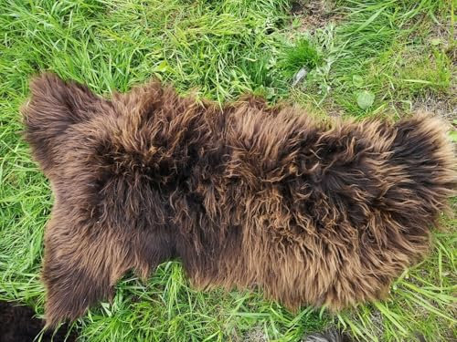 Provellus Echte Öko Schaffelle Lammfell Schaffell Fell Braun Bis 140cm 2.Wahl Schnäppchen (eher kurz (2cm - 5cm), 40x40cm eckig)