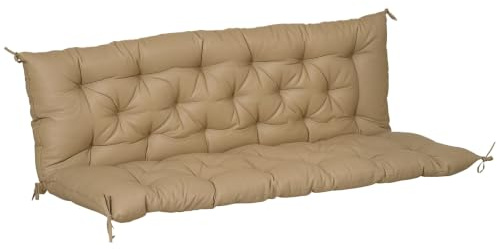 Outsunny Coussin de Banc 3 Places Coussin Balancelle 150x98x8cm Kaki Clair | Matelas Assise Dossier, pour Banc de Jardin, Coussin Canapé, Grand Confort