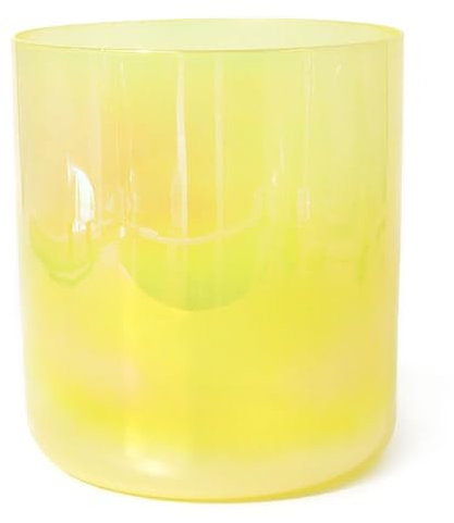 Bol chantant en cristal Bol de méditation et de guérison sonore de yoga de 7 pouces, bol de chakra en quartz 432 Hz, dégradé jaune(B Note)