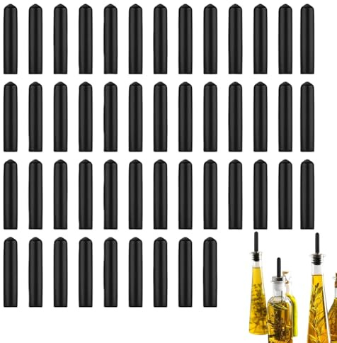 Spirit Gourge Covers | Pack of 48 Black Rubber Pouring Covers - Alcohol Topper, Dispenser Outlet Cap, Spirit Guests, Sputing Caps for Watering Spirit Bottles