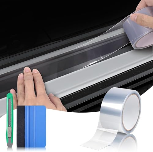 Foneso Film de Protection Carrosserie Transparent (10cm x 9m) - Protection Anti-Gravillons Universelle pour Bords de Portière, Seuil de Coffre & Seuils de Porte, Adhésif et Invisible