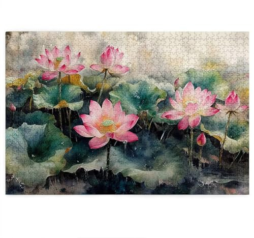 Puzzle 5000 Teile, Holzpuzzle Erwachsene mit Geschenkbox, Seerose Puzzle für Erwachsene, Puzzlespiele für Die Ganze Familie, Weihnachtsdeko, Deko Wohnzimmer, Geschenke für Frauen, Retro Muster H-7