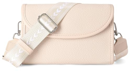 SENDEFN Umhängetasche Damen, Kleine Crossbody Bag, Veganes Leder Handytasche mit Verstellbar Abnehmbar Breiter Gurt, Moderne Schultertasche für Büro Uni Freizeit
