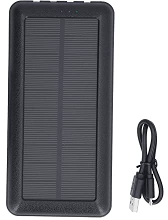 Power Bank Solar 30000mAh con 2 LED, batería portátil Negra con Carga Solar y múltiples Salidas - energía sostenible para Camping, montañismo y Uso Outdoor