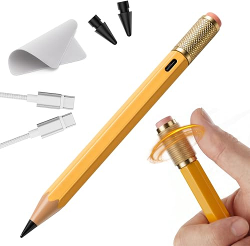 OMOTON SP02 Stylus Stift mit Fidget-Spinner für Apple iPad 2018-2026-Gelb | Neigungserkennung, Palm Rejection, Niedrige Latenz–Pencil für iPad 11 A16-6 Gen & Air 13/11 & Pro 13/12.9/11 & Mini 6/5