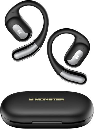 Monster MS-AC317 Auricolari Wireless Open-Ear, Bluetooth 5.4, Riduzione Rumore AI, Autonomia 24 Ore, Ricarica Rapida Type-C, Controllo Touch