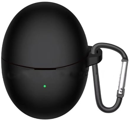 Techsuit für Huawei FreeBuds 6 Hülle mit Silikon, Glatte Ultradünne Material, Stoßfest, Kratzfest, Kabelloses Laden Kompatibel, Karabiner, Schwarz