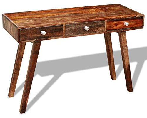 Festnight Sheesham Massivholz Sideboard Konsolentisch Konsolenschrank mit 3 Schubladen Vintage 76cm H?he Braun