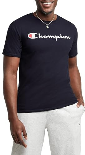 Champion Men's Big & Tall Classic Tee, C Script T-Shirt, Navy-y06799, S