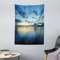 ABAKUHAUS Blau Wandteppich, Dämmerung über Tropical Lagoon aus Weiches Mikrofaser Stoff Waschbar ohne Verblassen Digitaldruck, 110 x 150 cm, Dunkel Blau