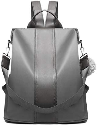 Miss Lulu Kleiner Rucksack für Damen, Diebstahlschutz, Nylon, für Damen, Kühlergrills, Reisen, Schwarz, Rot, Braun, Grau, Beige, Grau 1, M, Tagesrucksack