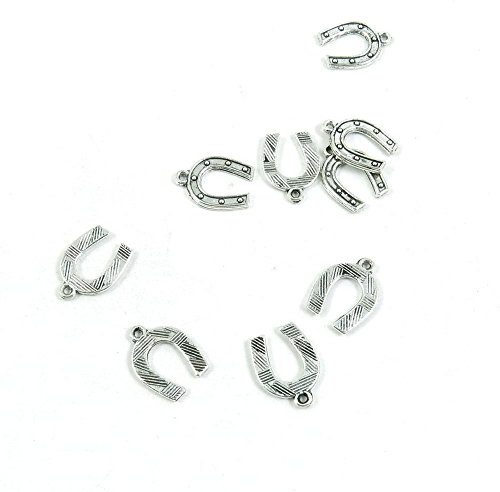 120 Stück Antik-Silber-Ton Schmuck Charms W3AI1Q Hufeisen Huf Handwerk Kunst Basteln Perlen