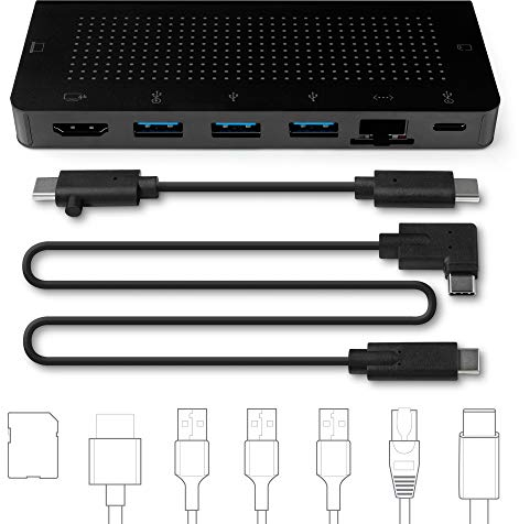 Twelve South StayGo | USB-C Hub for Type C MacBooks, Laptops and iPad Pro with included 1 meter desktop cable + stowable travel cable for Home, Office & Travel, Black