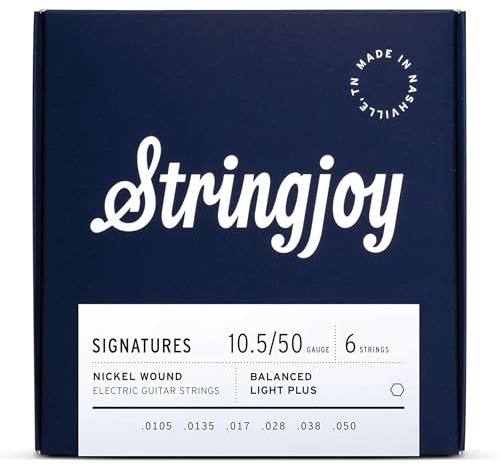 Stringjoy BAL105 Signatures Nickel Wound Guitar Strings, 10.5-50 Balanced Light Plus Gauge, Electric Guitar Strings for Enhanced Tone