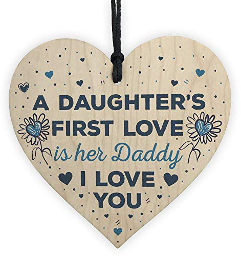 RED OCEAN Love Daddy Dad Wooden Heart Happy Birthday Card Gift Daughter Baby Thank You Keepsake