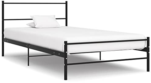 vidaXL Bettgestell Zeitloses Design Metallbett Bett Schlafzimmerbett Einzelbett Schlafzimmermöbel Ehebett Bettrahmen Schwarz Metall 100x200cm