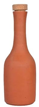 Village decor Clay Water Pitcher with lid (1 Liter Clay Water Bottle with Wooden Cork)