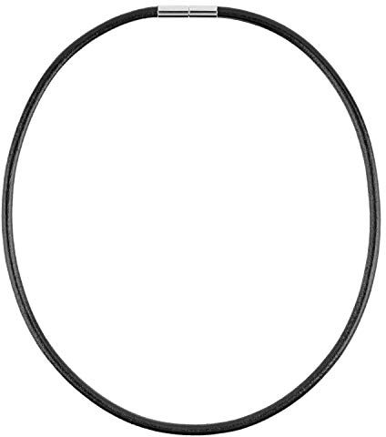Auroris Echtleder Kette schwarz Dicke 4mm mit Tunnel-Drehverschluss aus Edelstahl Länge 42 cm