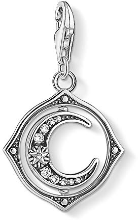 Thomas Sabo Charm-Anhänger, Sterlingsilber, geschwärzt, Zirkonia, Mond, Silber