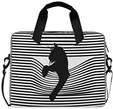 Laptop Case 15.6 inch with Handle Cat Laptop Bag Striped Computer Cases Multi-functional Notebook Sleeve, Carrying Case with Strap