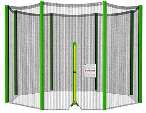 Cliselda Sicherheitsnetz für Trampolin 305 cm 8 Stangen,Gartentrampolin Ersatznetz,Trampolin-Zubehör,Sicherheitsnetz,mit Reißverschluss, UV-beständig - Grün