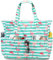 LEDAOU Große Strandtasche Damen Umhängetasche Handtasche wasserdicht sanddicht mit Reißverschluss Strandtasche für Pool Fitnessstudio Reisen mit Nasstasche (Blaue und weiße Streifen)