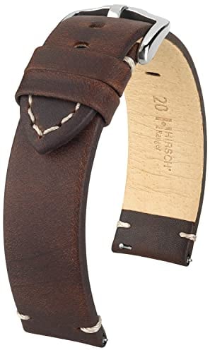 HIRSCH Ranger Uhrenarmband - Uhrband aus Leder im Retro Vintage-Style für Damen- & Herren-Uhren - mit Werkzeug - Braun - 22 mm