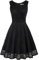 GRACE KARIN Women 50s Party Dress Elegant V-Neck Ruffled A-line Vintage Event Prom Dress L Lace Black