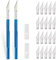 EHDIS 2 pièces Scalpel avec 20 lames, Cutter de précisioncouteau artisanal, couteau cutter, scalpel pedicure, scalpel chirurgical, couteau à découper, cutter pour sculpture, film de fenêtre, Bleu