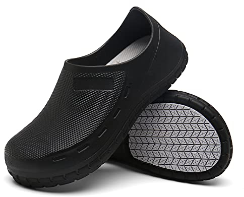 JSWEI Zapatos de chef para hombre, antideslizantes, unisex, zapatos de cocina, ligeros, resistentes, zapatos de restaurante, color negro, talla 38-40, Black, 41 EU