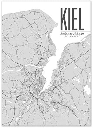 Generisch Poster Kiel • Illustration Wegenetz Stadt Kiel 50x70 (weiß)
