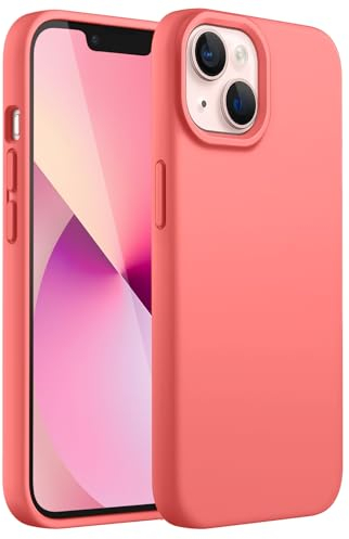 JETech Silicone Case Compatible with iPhone 13 6.1-Inch, Silky-Soft Touch Full-Body Protective Case, Shockproof Cover with Microfiber Lining (Pink Pomelo)