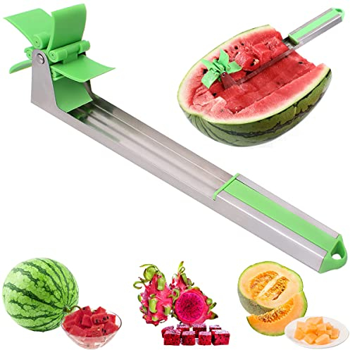 RosyFate Taglia Anguria, Mulino a Vento Taglia Cocomero in Acciaio Inox, Affettatrice per Anguria, Coltello Affettare Frutta Multifunzione, Affetta Anguria, Utensili da Cucina per Tagliare