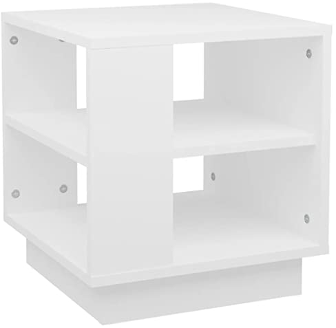 vidaXL Couchtisch mit 2 Ablagen Beistelltisch Wohnzimmertisch Kaffeetisch Sofatisch Teetisch Tisch Wohnzimmer Weiß 40x40x43cm Holzwerkstoff