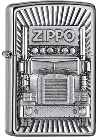 ZIPPO –– Zippo Trucker-Motiv – Street Chrome™ – Emblem Attached –Sturmfeuerzeug, nachfüllbar, in hochwertiger Geschenkbox